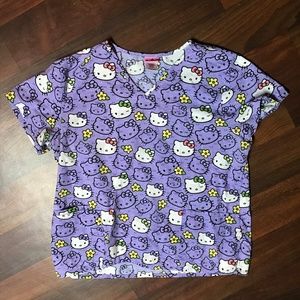 Hello Kitty Purple Nursing Scrub Top XL